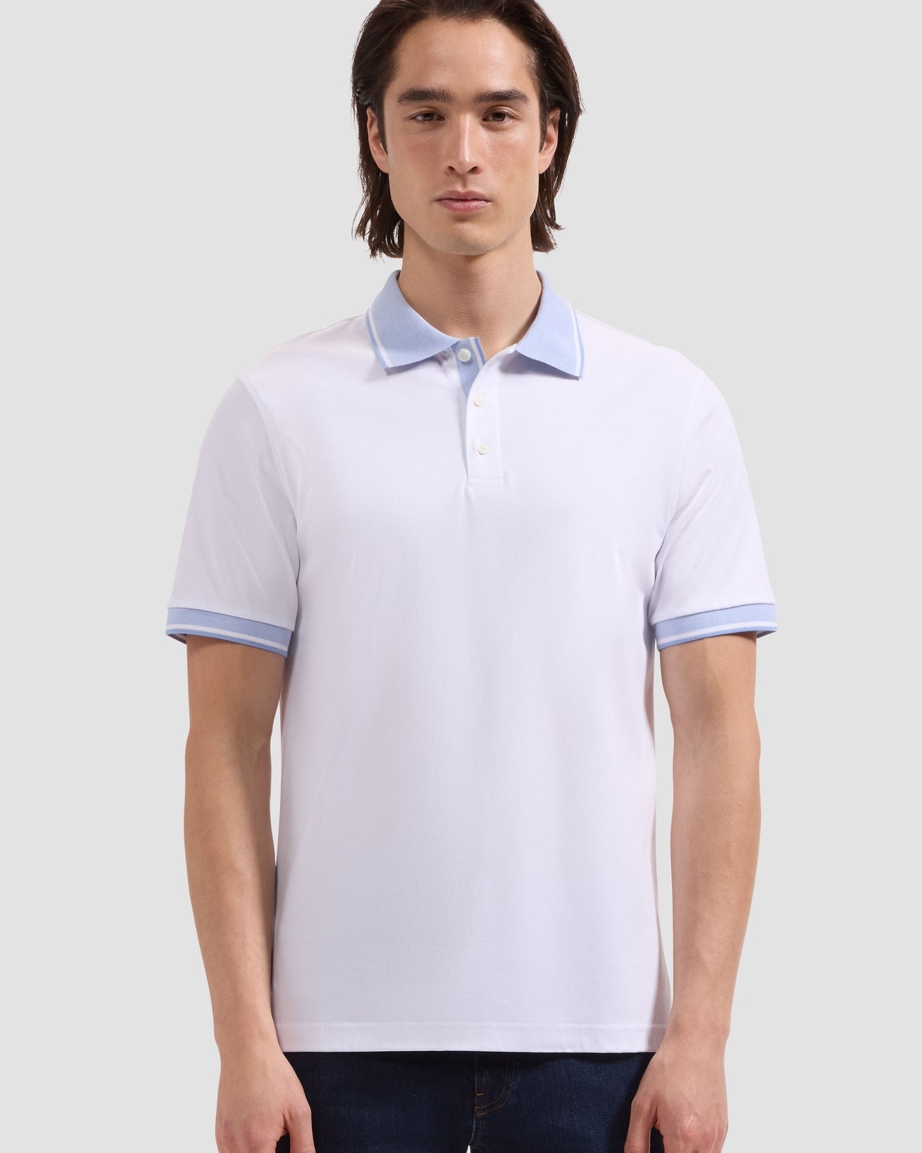 S/S Three Button Polo - White