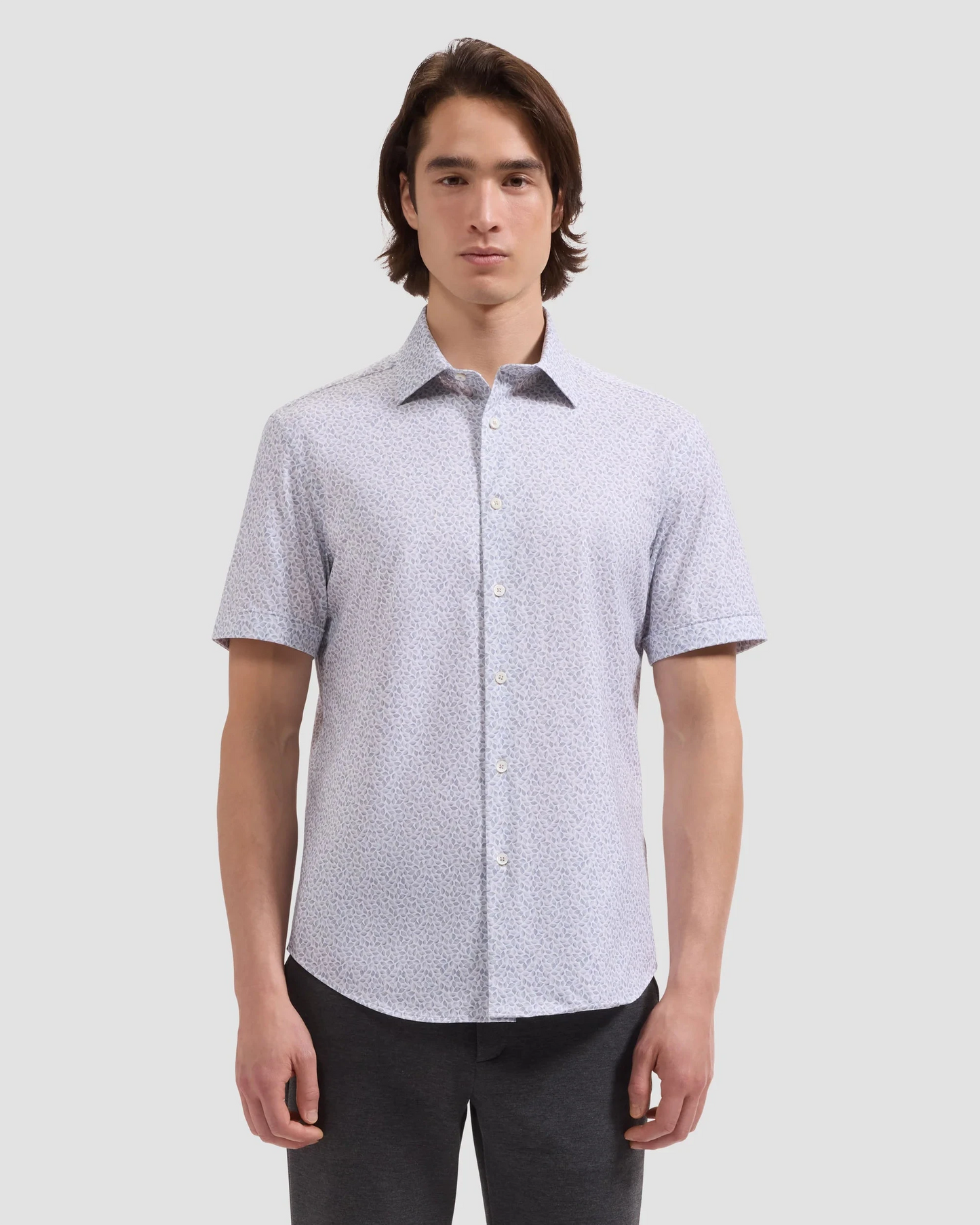 Miles OoohCotton® Leaf Print Short-Sleeve Shirt - Sand