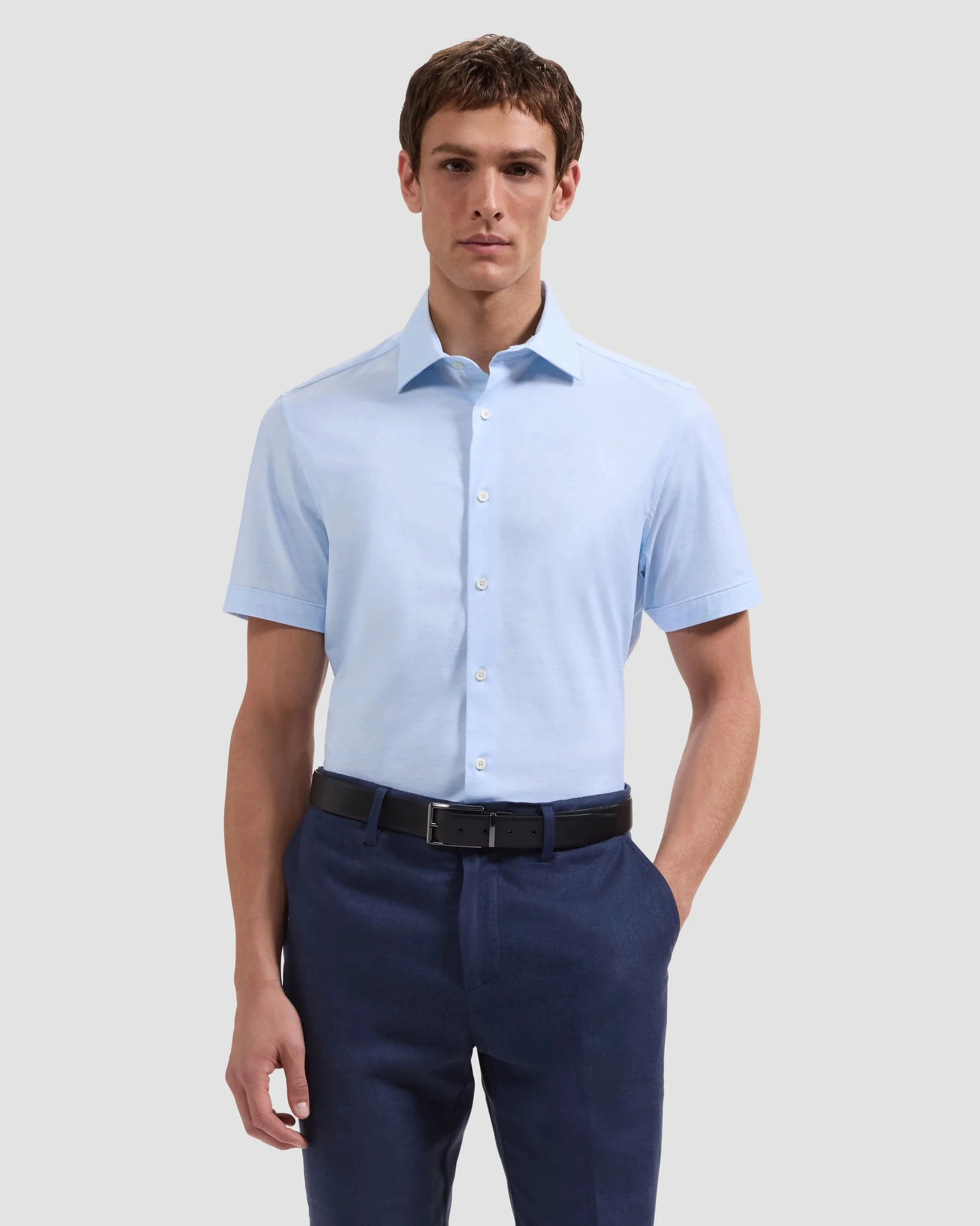 Miles OoohCotton® Melange Short-Sleeve Shirt - White