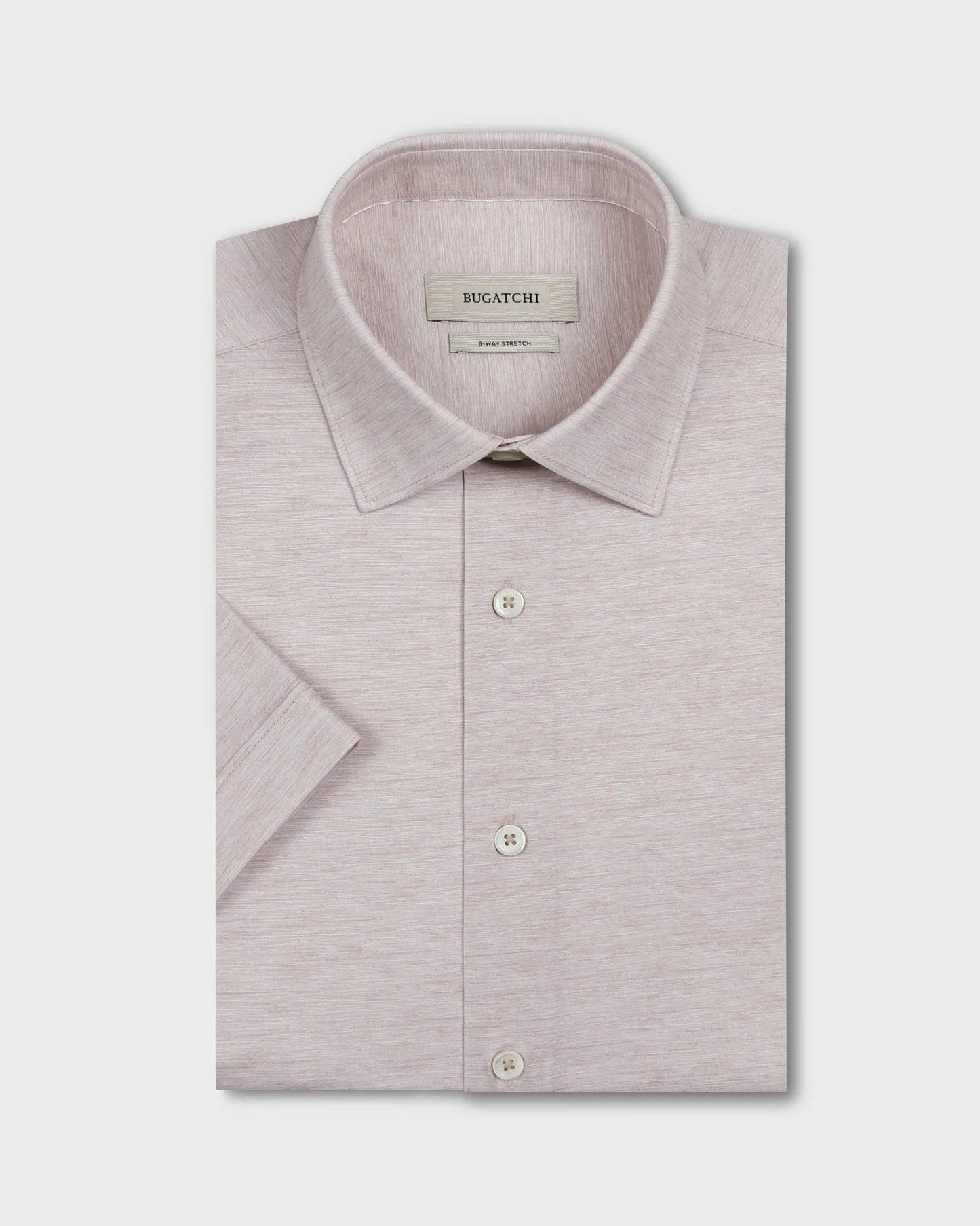 Miles OoohCotton® Melange Short-Sleeve Shirt - Sand in beige melange, moisture-wicking by BUGATCHI