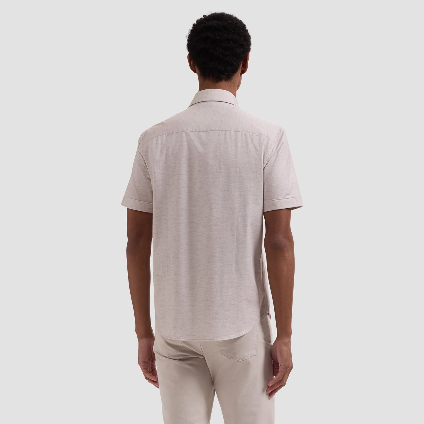 Miles OoohCotton® Melange Short-Sleeve Shirt - Sand in breathable beige by BUGATCHI