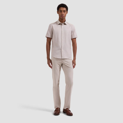 Miles OoohCotton® Melange Short-Sleeve Shirt - Sand in breathable beige, Bugatchi men's shirt