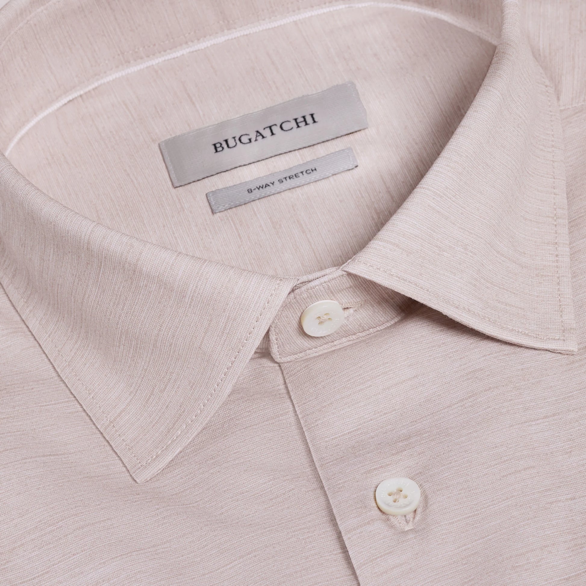 Miles OoohCotton® Melange Short-Sleeve Shirt - Sand in breathable moisture-wicking fabric by BUGATCHI