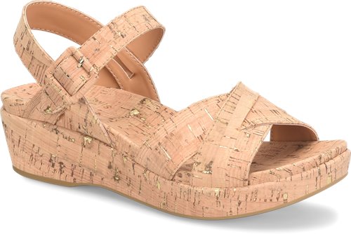 Myrna 2.0 cork platform wedge sandal with open toe and side strap overlay