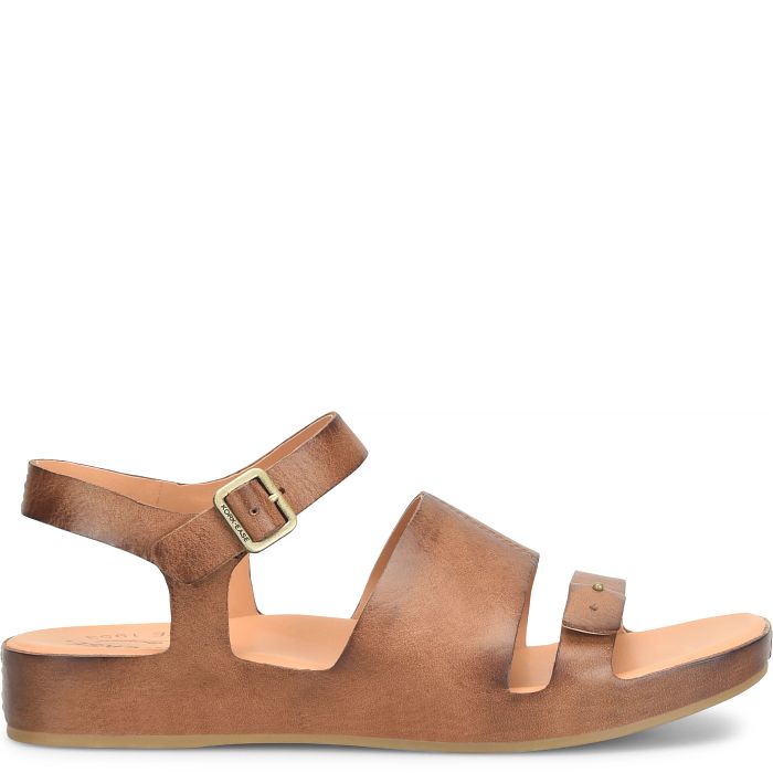KORKEASE Mona black leather sandals with two adjustable straps and silver buckle