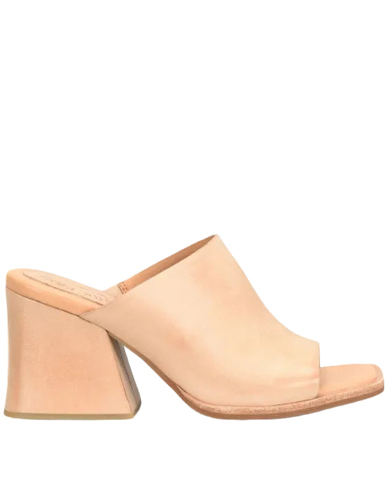 Carri natural leather mule with open toe and block heel