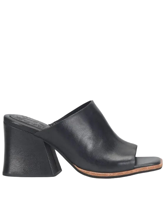 Carri natural leather mule with open toe and block heel