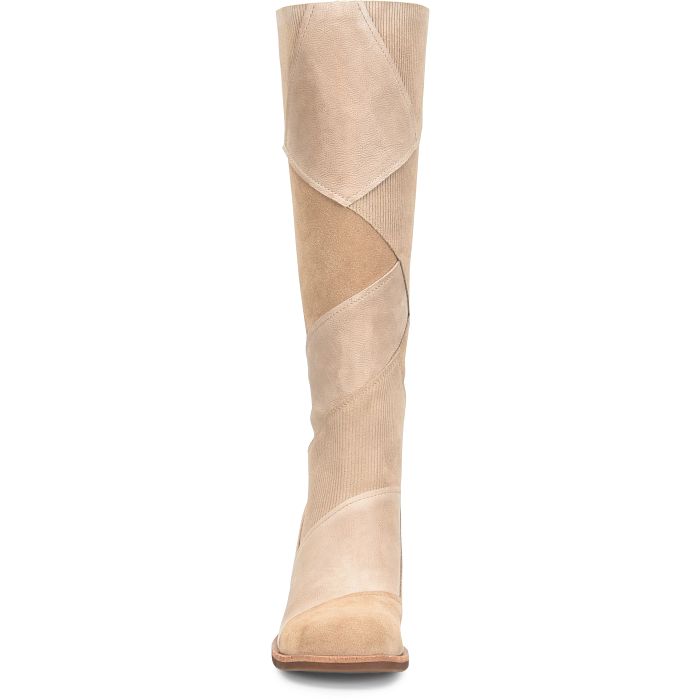 Asbee tall boots in beige multicolor leather patchwork by KORKEASE at HCO Fredericksburg