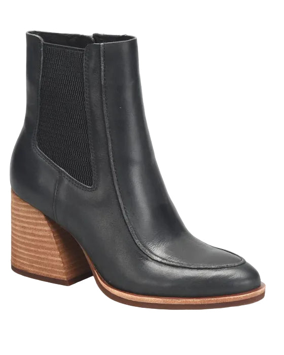 Sioux black ankle boot with elastic side gore and mid block heel