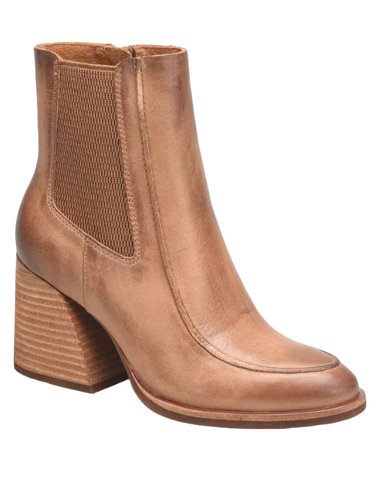 Sioux brown ankle boot with elastic side gore and chunky mid block heel