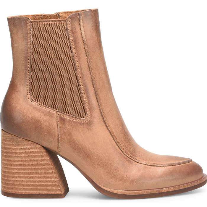Sioux ankle boots, brown leather, elastic side panels, chunky block heel