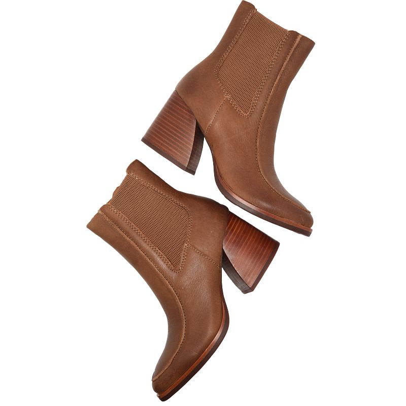Sioux - Brown KORKEASE women's brown Chelsea boots with flared heels and moc toes