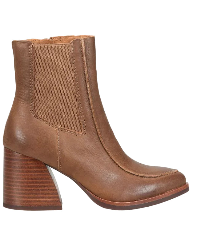 Sioux - Brown KORKEASE women's brown leather Chelsea boot with flared stacked heel