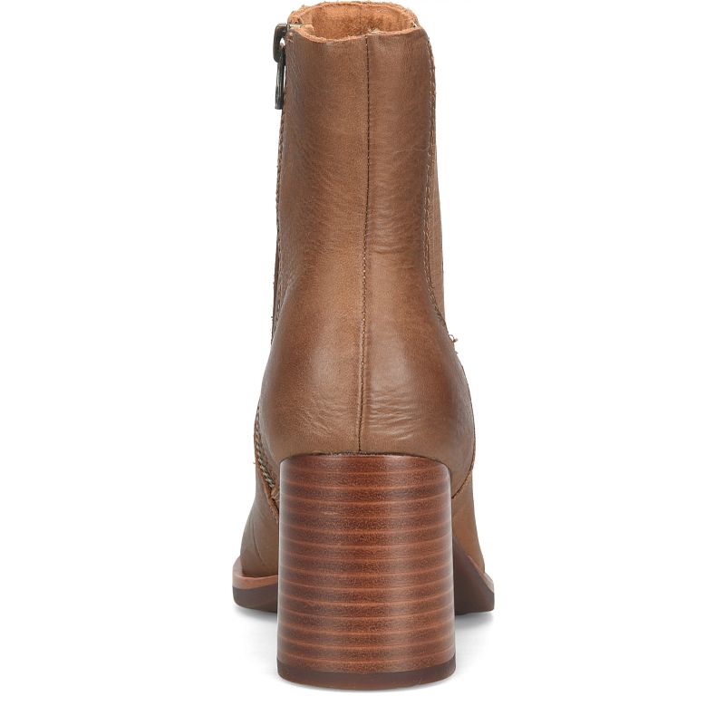 Sioux - Brown KORKEASE women's brown leather Chelsea boot with flared stacked heel