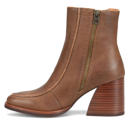 Sioux - Brown KORKEASE brown leather ankle boot with side zipper and flared heel