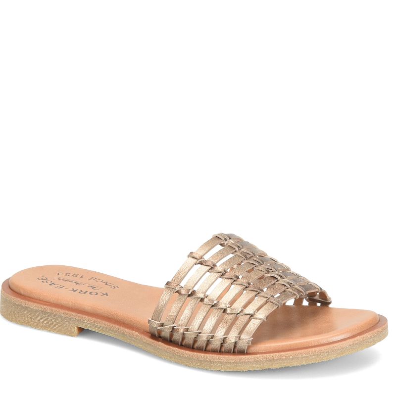 Deja - Bronze woven leather sandal with flat sole by KORKEASE from HCO women's sandals collection