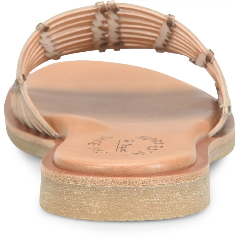 Deja - Bronze leather slide sandal with handwoven straps and flat sole by KORKEASE from HCO Sandals
