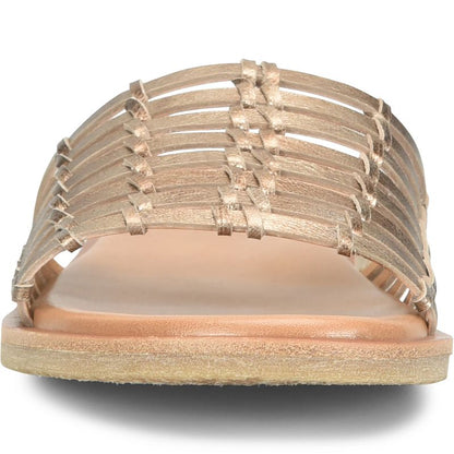 Deja - Bronze handwoven leather slide sandal with flat sole by KORKEASE from HCO Sandals