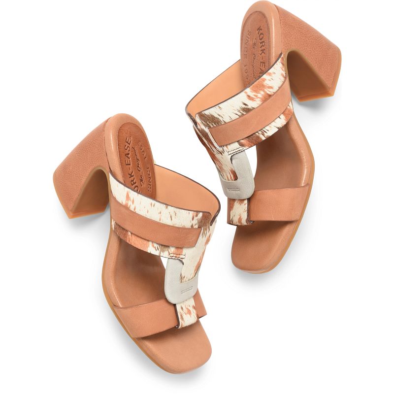Brynn - Multi high heel slide sandal in multicolor leather with animal detail by KORKEASE