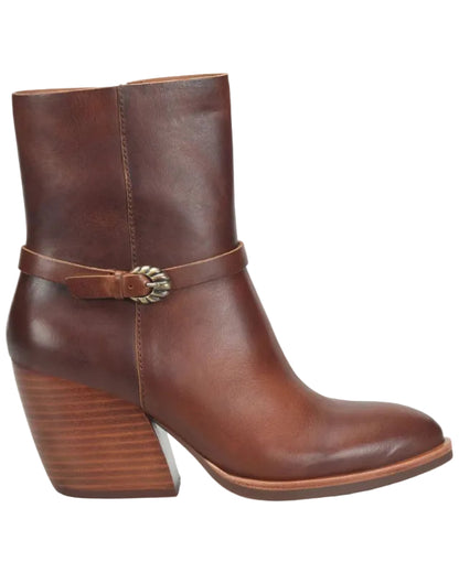 Solstice - Brown KORKEASE women's brown leather ankle boot with buckle and stacked heel
