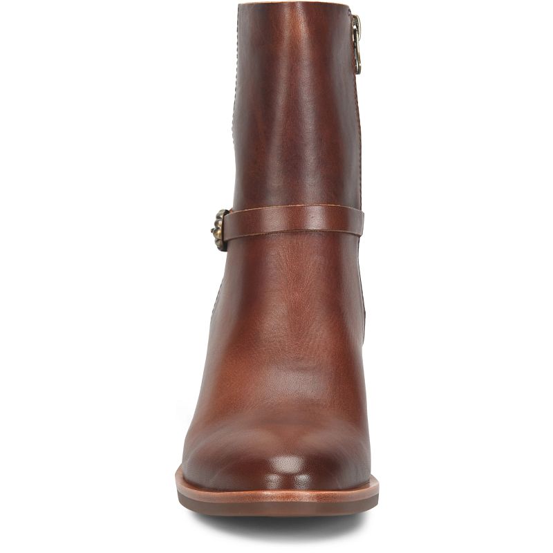 Solstice - Brown KORKEASE women's brown leather boot with buckle and stacked heel