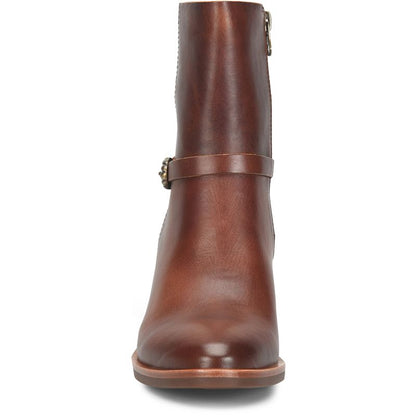 Solstice - Brown KORKEASE women's brown leather boot with buckle and stacked heel