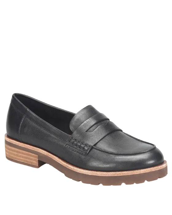 Carlisle brown leather loafer with stacked heel, KORKEASE, Women's Shoes, HCO, Fredericksburg TX