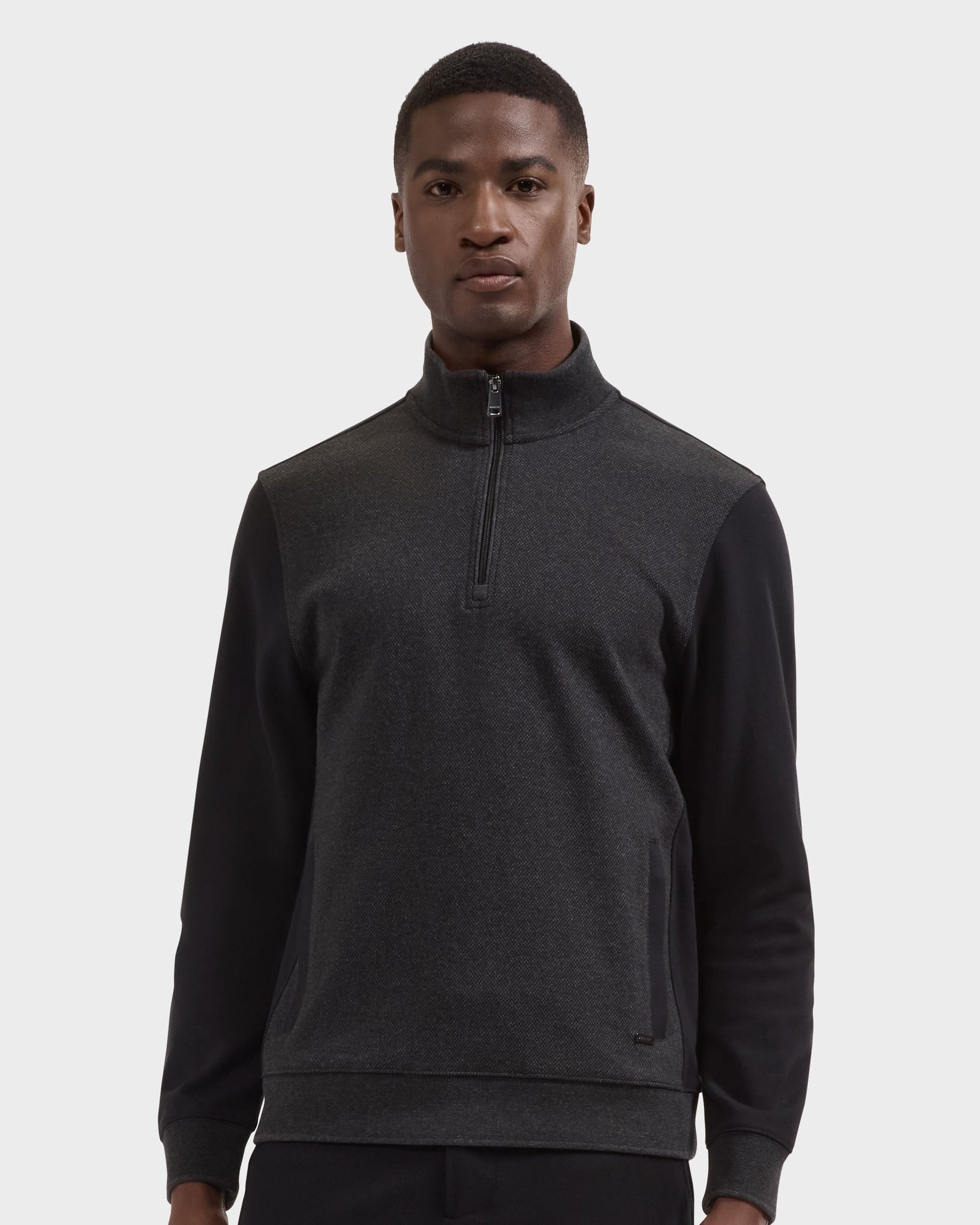 Mixed Media Quarter-Zip Pullover