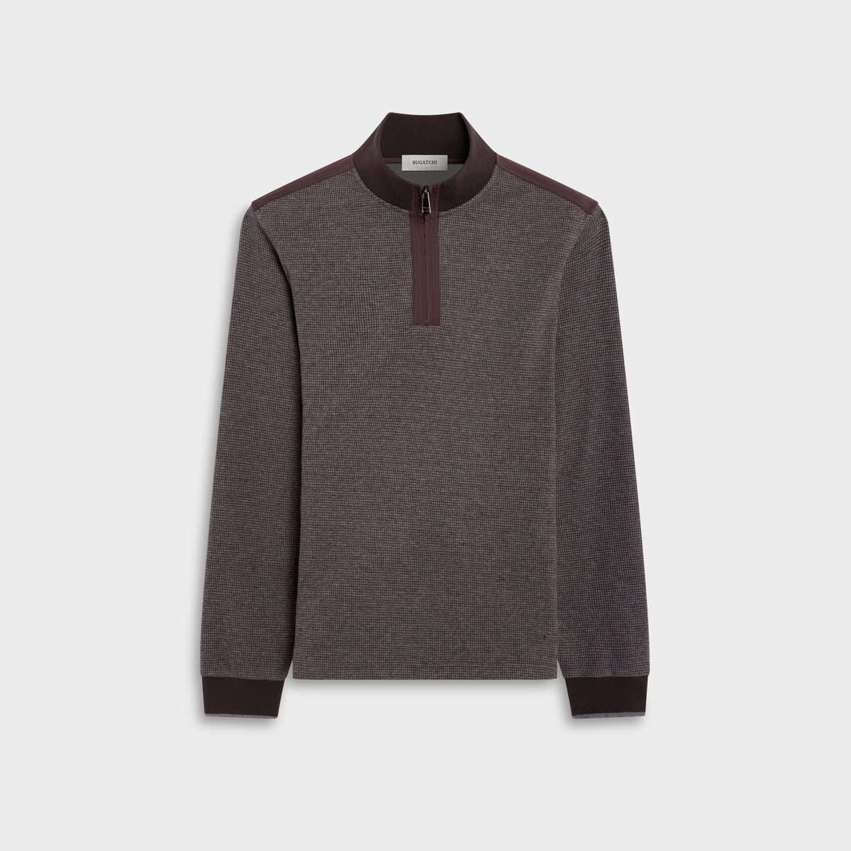 Houndstooth Quarter-Zip Pullover - Truffle