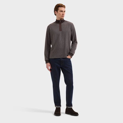 Houndstooth Quarter-Zip Pullover - Truffle
