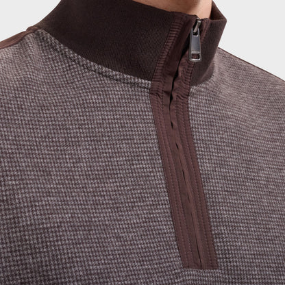 Houndstooth Quarter-Zip Pullover - Truffle