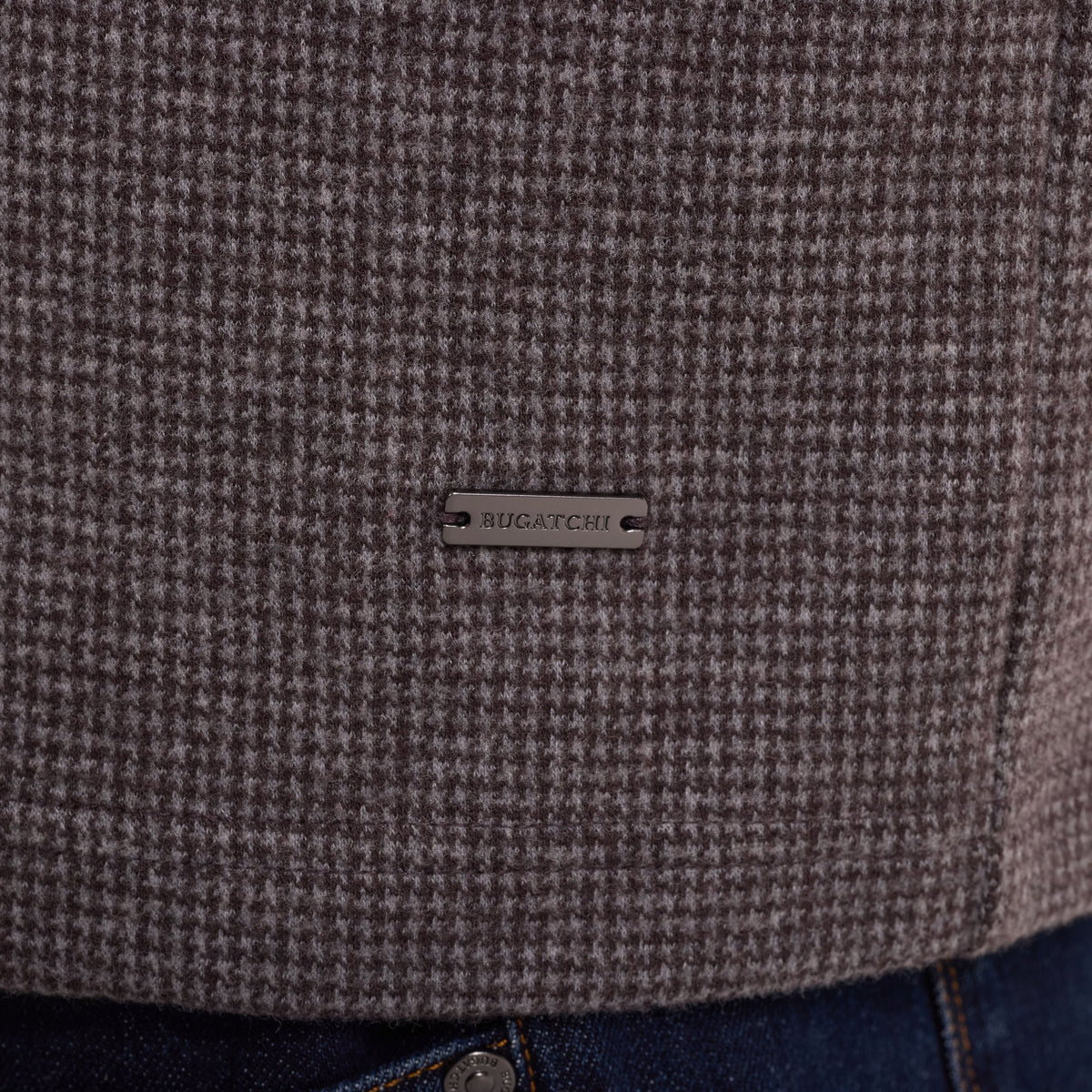 Houndstooth Quarter-Zip Pullover - Truffle