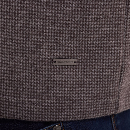 Houndstooth Quarter-Zip Pullover - Truffle
