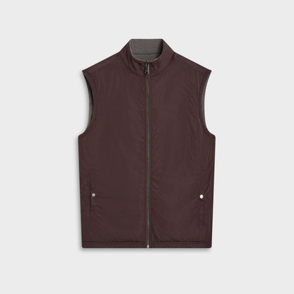 Reversible Micro Stripe Zip Knit Vest - Chocolate