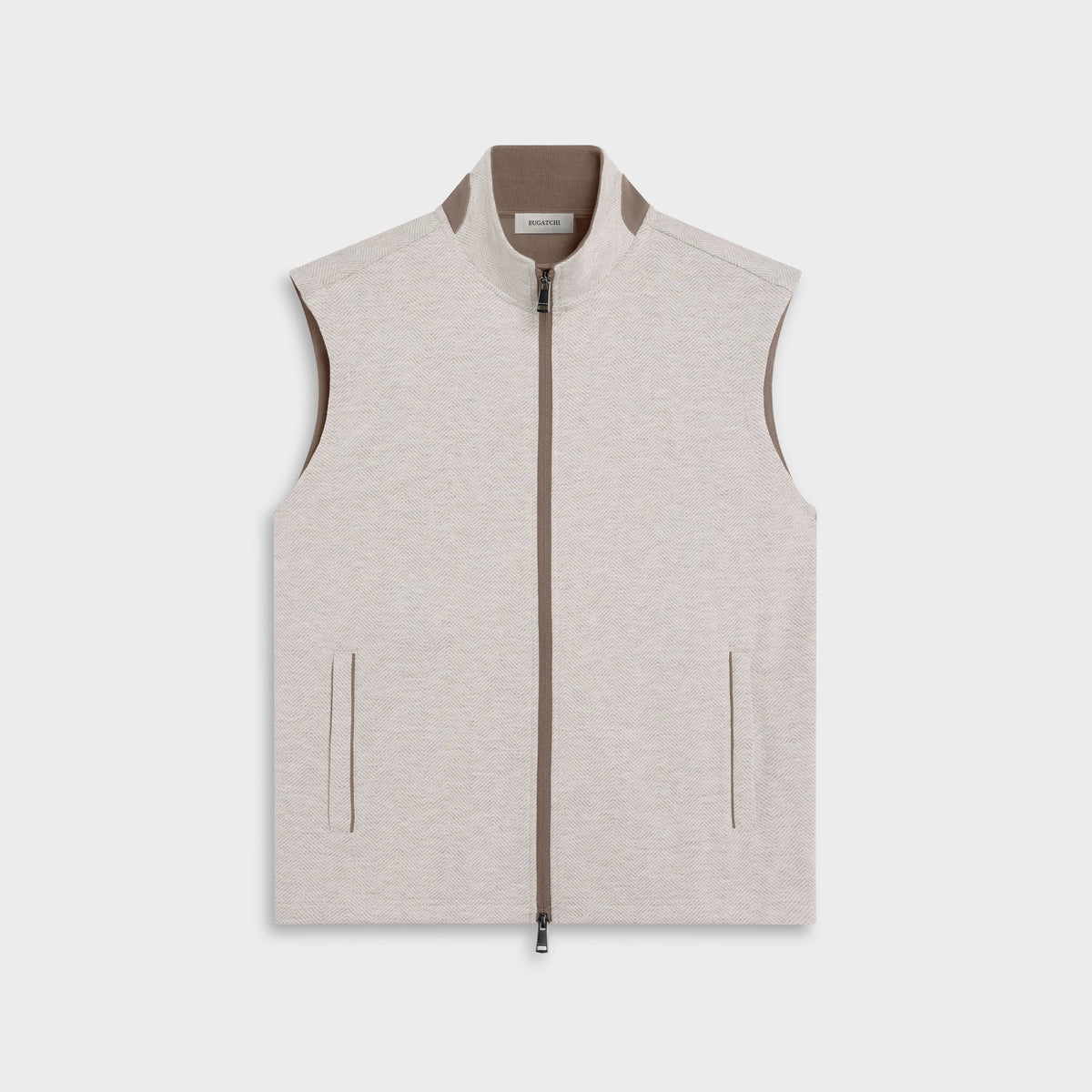 Chevron Knit Zip Vest - Cement