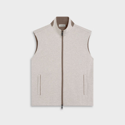 Chevron Knit Zip Vest - Cement