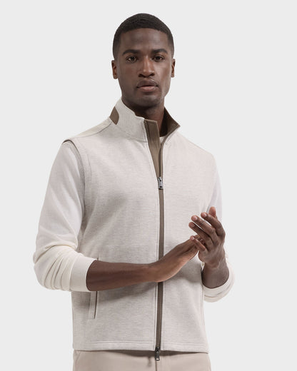 Chevron Knit Zip Vest - Cement