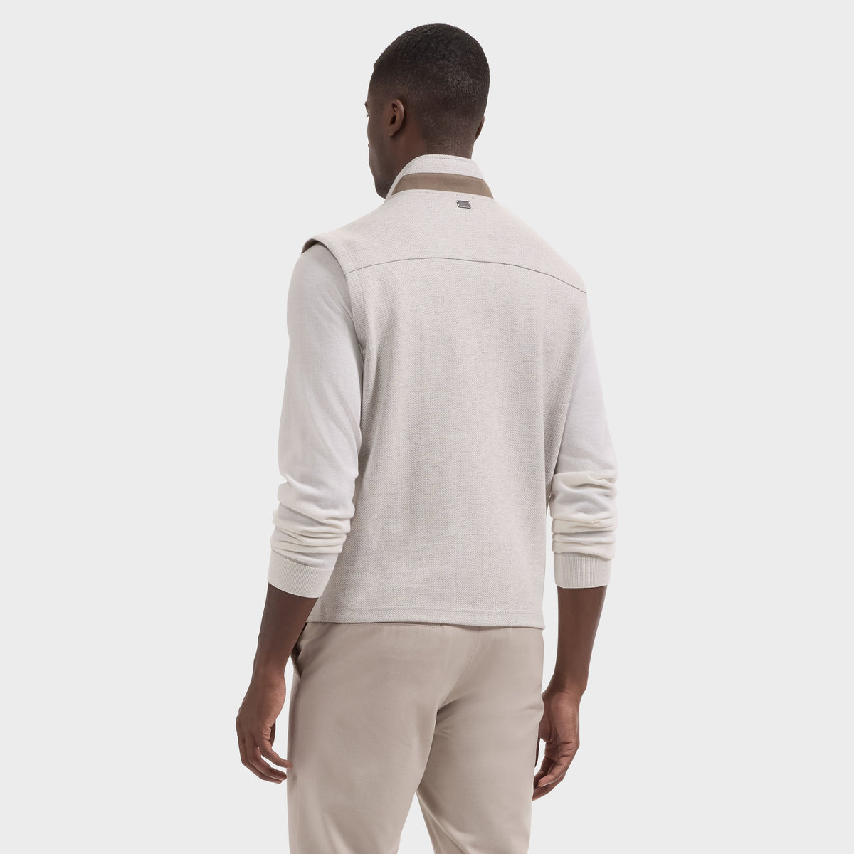 Chevron Knit Zip Vest - Cement