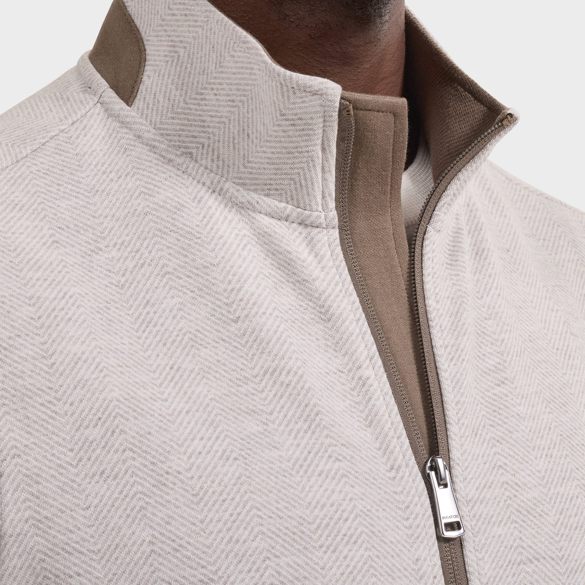 Chevron Knit Zip Vest - Cement