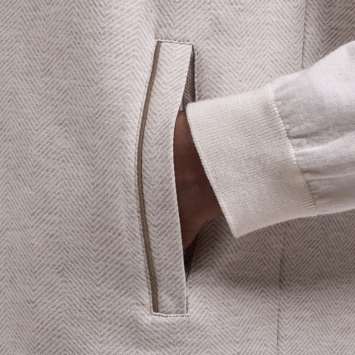 Chevron Knit Zip Vest - Cement
