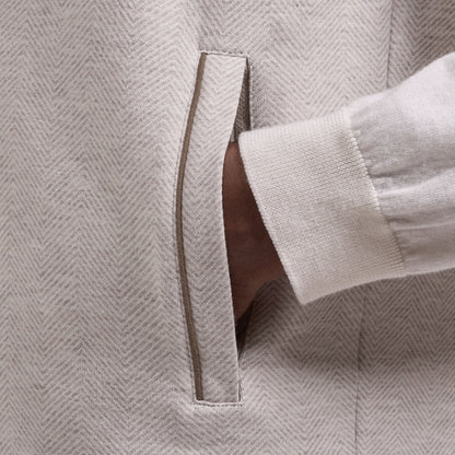 Chevron Knit Zip Vest - Cement