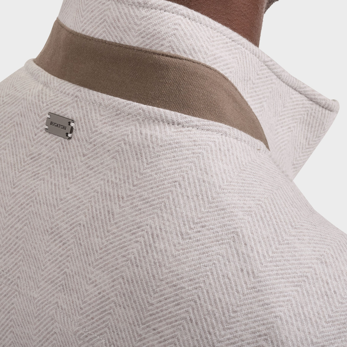 Chevron Knit Zip Vest - Cement