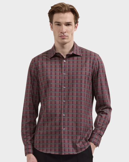 James OoohCotton Plaid Shirt - Burgundy