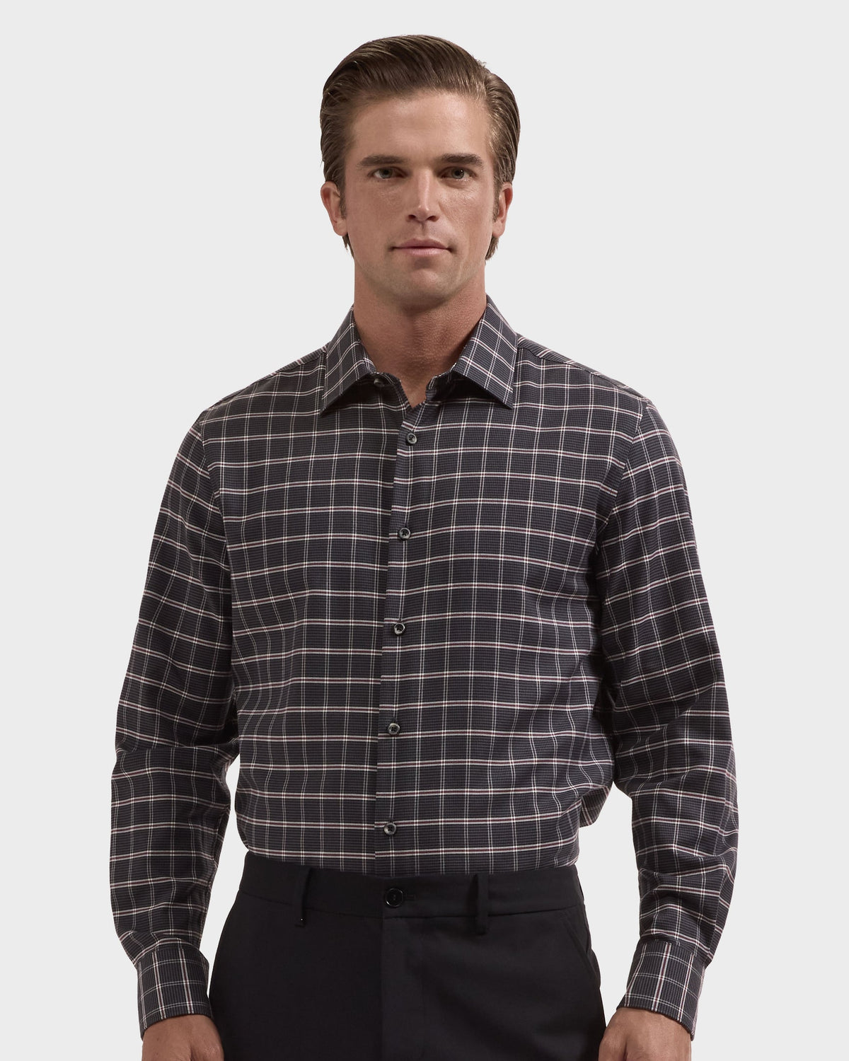 Julian Houndstooth Plaid Shirt - Anthracite