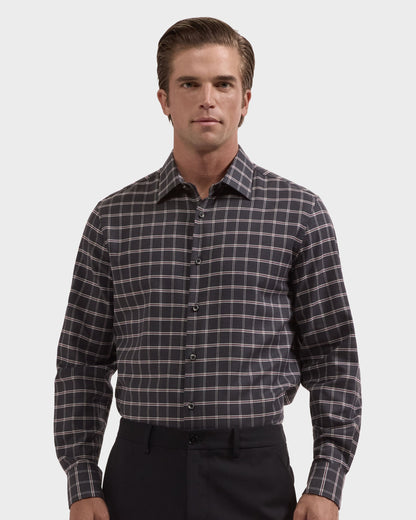 Julian Houndstooth Plaid Shirt - Anthracite