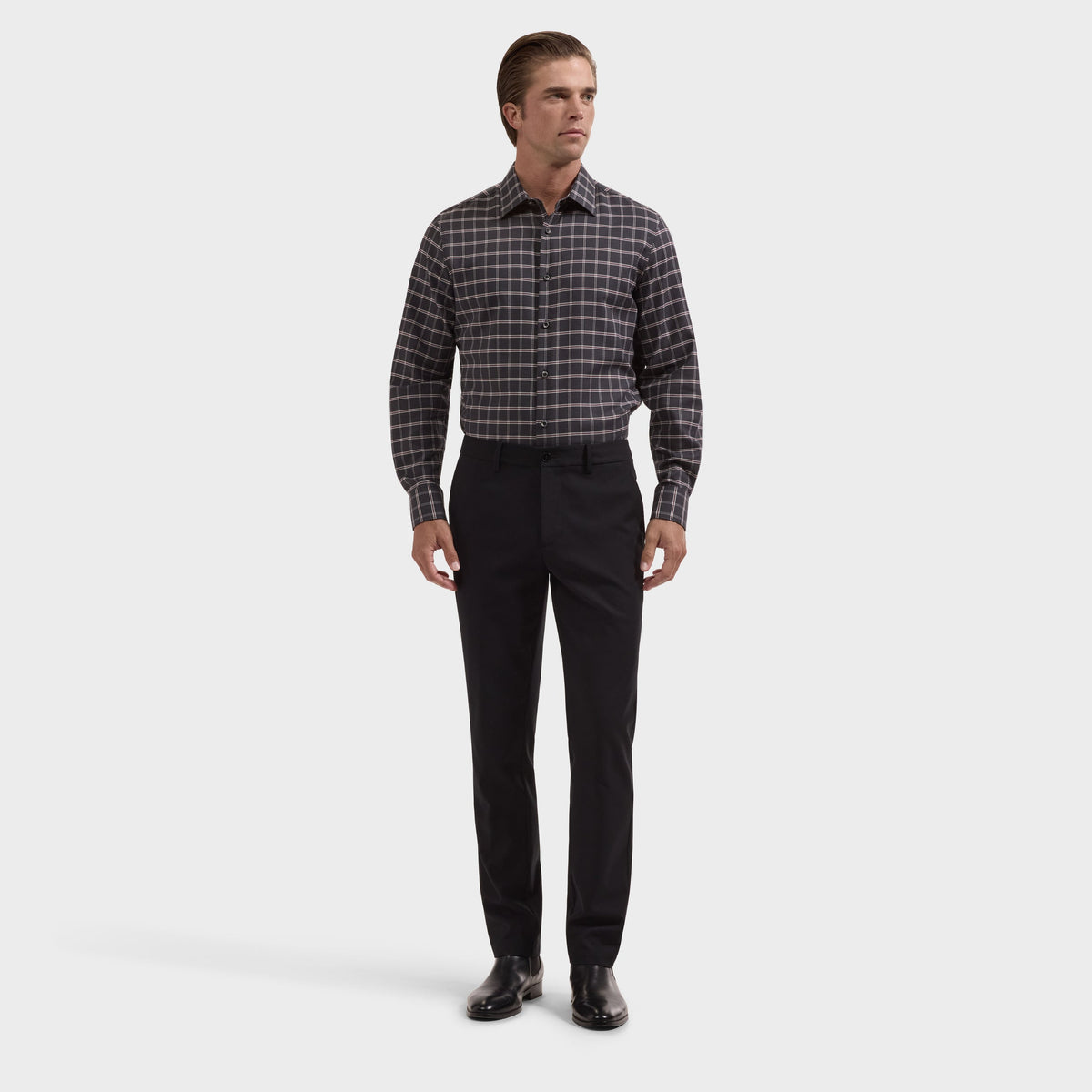 Julian Houndstooth Plaid Shirt - Anthracite