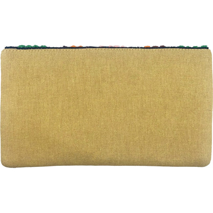Striped Jute Tropical Beaded Clutch