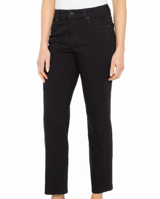 Liv Relaxed Skinny 28Ins black stretch denim pants in a relaxed skinny fit by LIVERPOOL LOS ANGELES