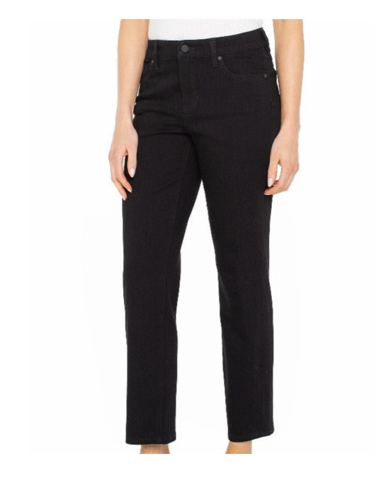 Liv Relaxed Skinny 28Ins black stretch denim women's pants by LIVERPOOL LOS ANGELES boutique