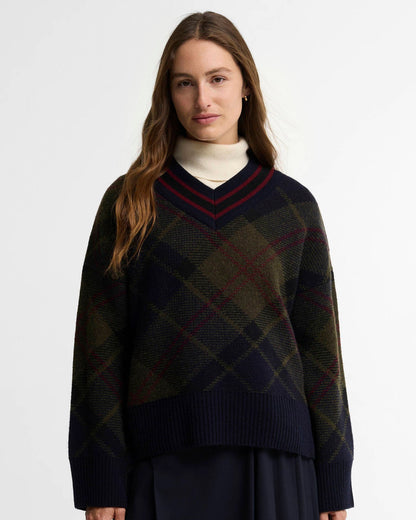 Shae V-Neck Tartan Wool Jumper